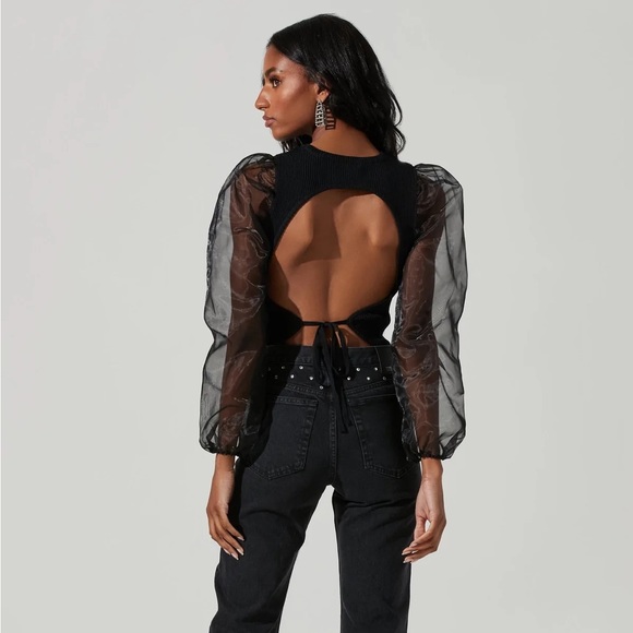 Astr Tops - ASTR Audrina Chiffon Sleeeve Sweater